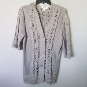 Dressbarn Hooded Short Sleeve Cardigan